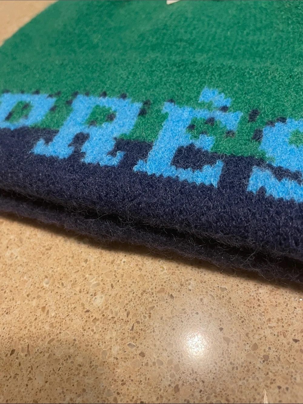 Women's Green Pom Beanie with 'APRÈS' Knit Band